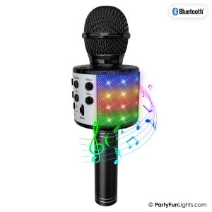BLACK KARAOKE MIC W/LIGHT & SPEAKER
