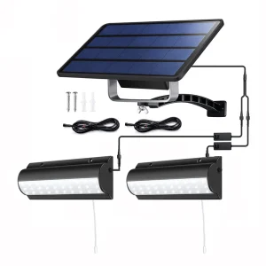 Solcellsvägglampa Med Dubbla Huvuden Och Separat Panel