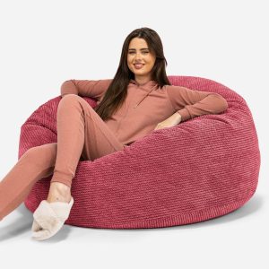 Jätte Saccosäck Soffa 'Mammut' - Pom-pom Pastellröd