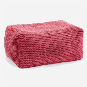 Liten Fotpall - Pom-pom Pastellröd