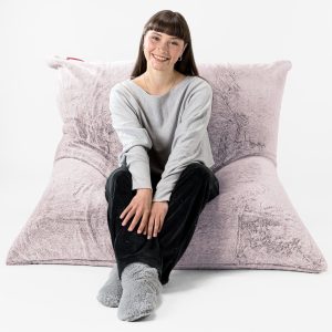 Saccosäck Kudde XXL - Fuskkaninpäls Gammelrosa
